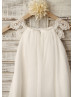 Cap Sleeves Lace Chiffon Boho Beach Wedding Flower Girl Dress